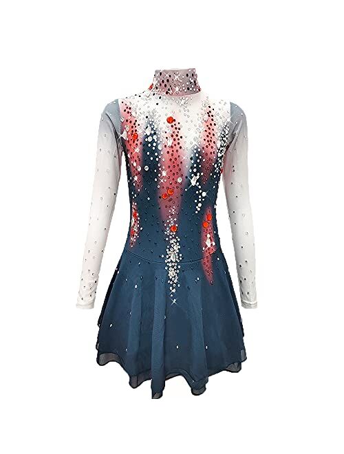 LIUHUO Ice Figure Skating Dress Girls Women Blue Competition Stage Dance Wear Youth