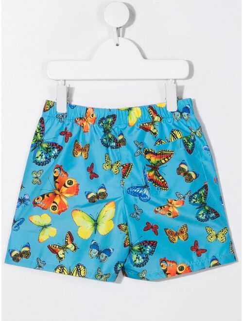 Versace Kids butterfly-print swim shorts