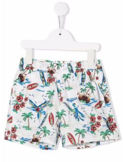 Kids tropical-print swim shorts