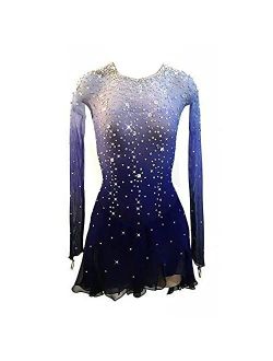 Liuhuo Figure Skating Costumes Girls Teens Ombre Purple Ice Skating Dance Dress Women