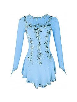 Liuhuo Ice Skating Dress Purple Yellow Halo Dyeing Spandex Handmade Crystals Long Sleeve Ice Skating Figure