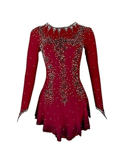 Liuhuo Ice Skating Dress Purple Yellow Halo Dyeing Spandex Handmade Crystals Long Sleeve Ice Skating Figure