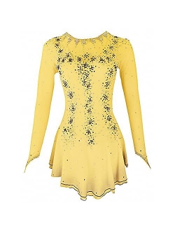 Liuhuo Ice Skating Dress Purple Yellow Halo Dyeing Spandex Handmade Crystals Long Sleeve Ice Skating Figure