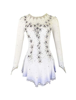 Liuhuo Ice Skating Dress Purple Yellow Halo Dyeing Spandex Handmade Crystals Long Sleeve Ice Skating Figure