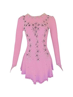 Liuhuo Ice Skating Dress Purple Yellow Halo Dyeing Spandex Handmade Crystals Long Sleeve Ice Skating Figure