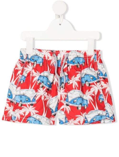 MC2 Saint Barth Kids bus-motif drawstring-waist swim shorts