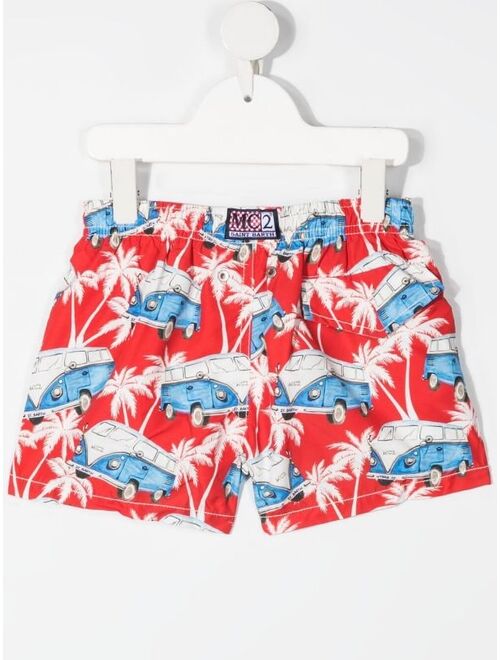 MC2 Saint Barth Kids bus-motif drawstring-waist swim shorts