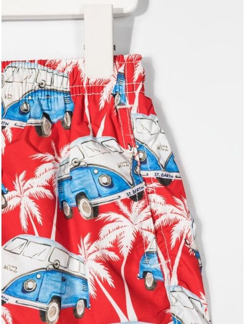 MC2 Saint Barth Kids bus-motif drawstring-waist swim shorts