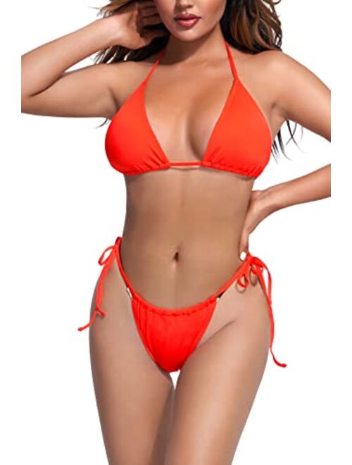 Beautikini Women Two Piece Swimsuit Sexy Bikini Sets for Women Halter String Triangle Bathing Suit