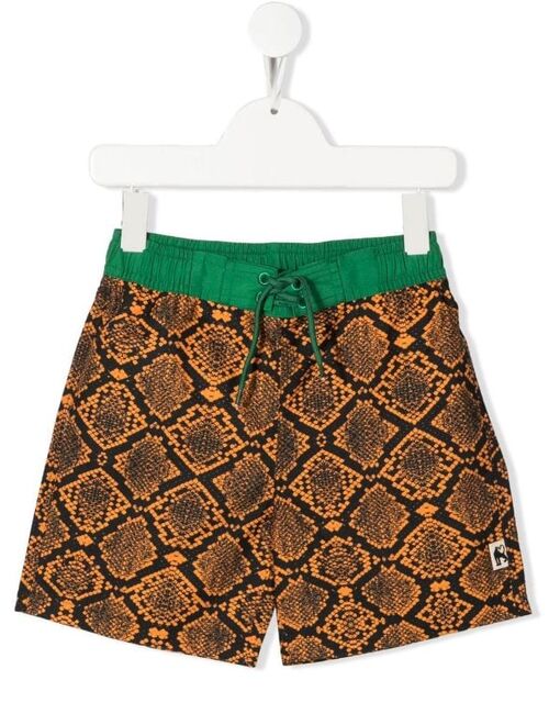 Mini Rodini snakeskin-print drawstring swim shorts