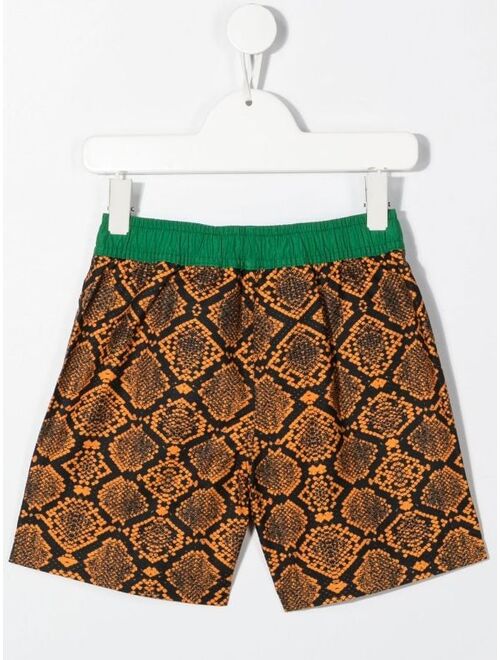 Mini Rodini snakeskin-print drawstring swim shorts