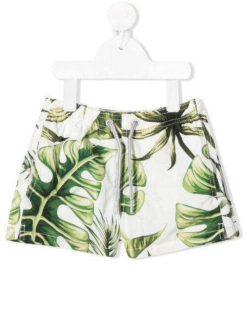 MC2 Saint Barth jumbo leaves print swim shorts