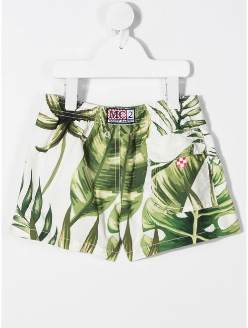 MC2 Saint Barth jumbo leaves print swim shorts