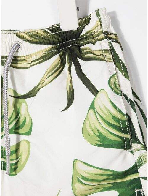 MC2 Saint Barth jumbo leaves print swim shorts