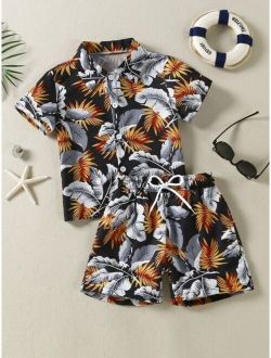 Toddler Boys Tropical Print Cover Up Set