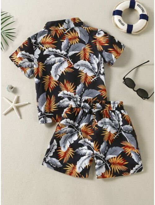 Shein Toddler Boys Tropical Print Cover Up Set