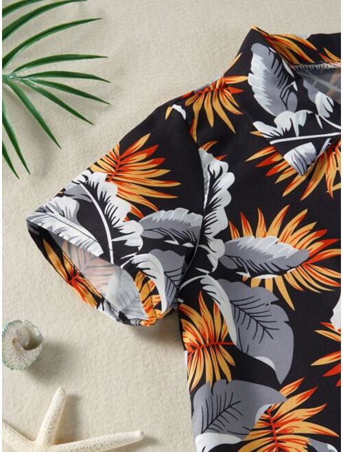 Shein Toddler Boys Tropical Print Cover Up Set