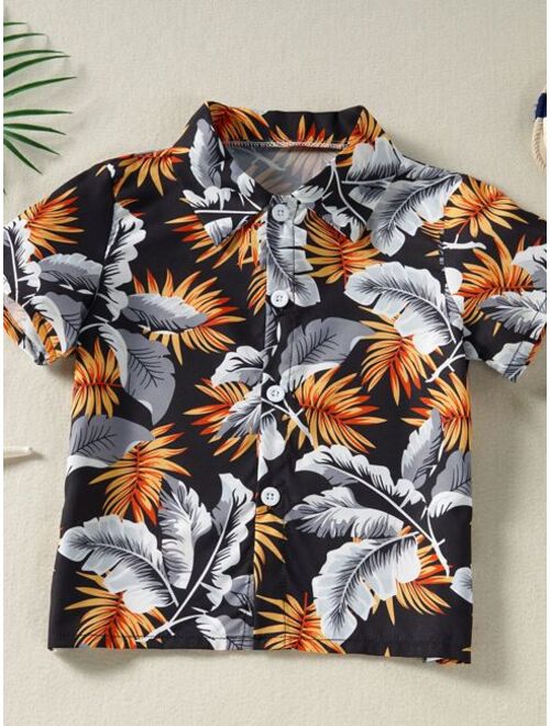 Shein Toddler Boys Tropical Print Cover Up Set