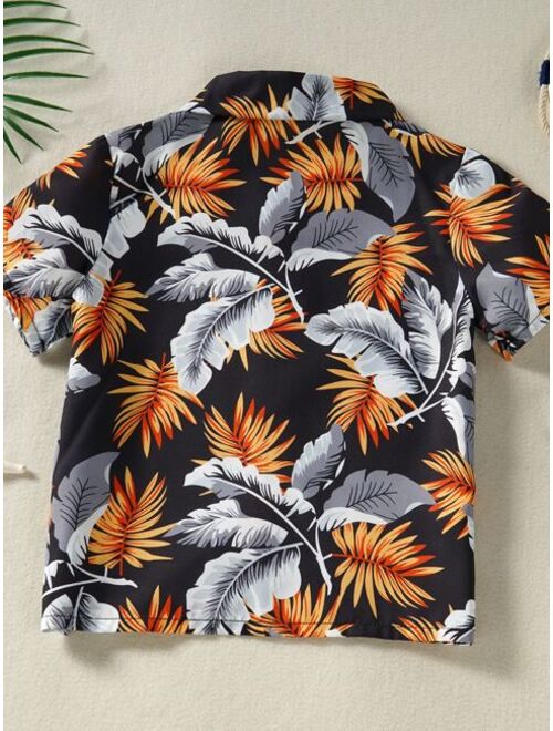 Shein Toddler Boys Tropical Print Cover Up Set