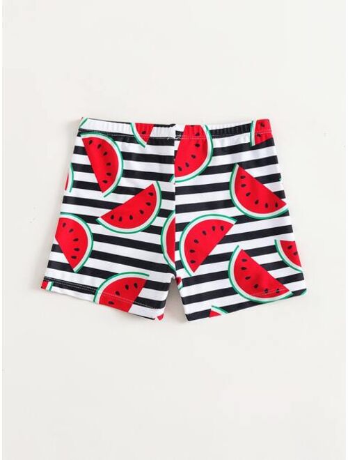 Shein Toddler Boys Striped Watermelon Print Swim Shorts