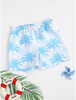 Toddler Boys Palm Tree Print Swim Trunks