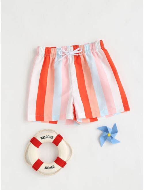 Shein Toddler Boys Rainbow Stripe Beach Shorts