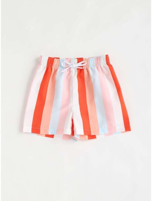 Shein Toddler Boys Rainbow Stripe Beach Shorts