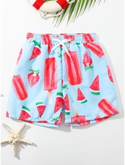 Toddler Boys Watermelon Print Swim Shorts