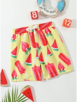 Toddler Boys Watermelon Print Swim Shorts