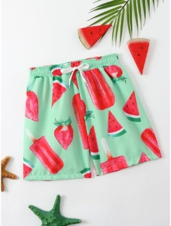 Toddler Boys Watermelon Print Swim Shorts