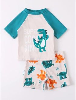 Toddler Boys Cartoon Dinosaur Swimsuit