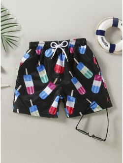 Toddler Boys Random Print Swim Shorts