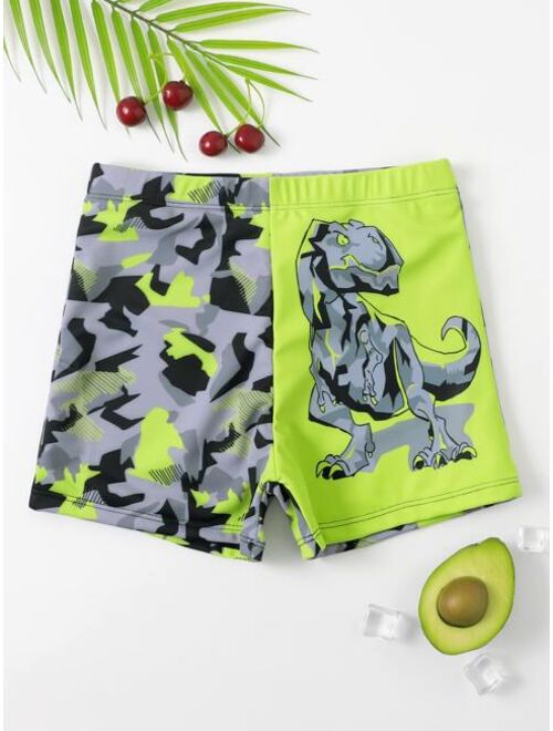 Shein Boys Dinosaur Print Swim Shorts