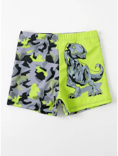 Shein Boys Dinosaur Print Swim Shorts