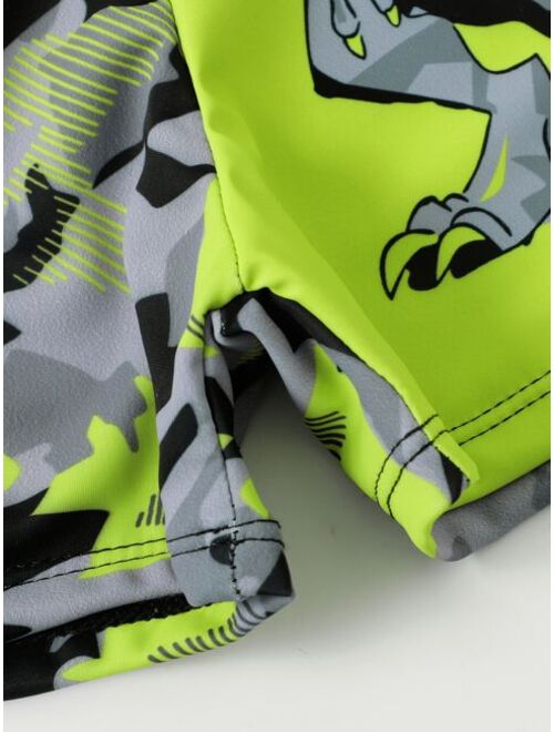 Shein Boys Dinosaur Print Swim Shorts