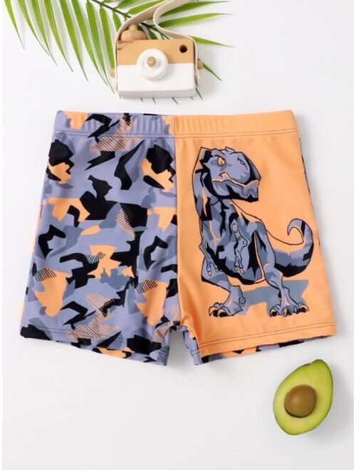 Shein Boys Dinosaur Print Swim Shorts