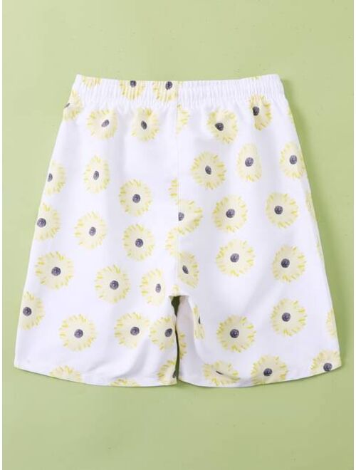 Shein Boys Floral Drawstring Swim Shorts