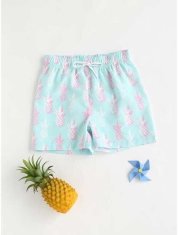 Boys Pineapple Print Swim Shorts