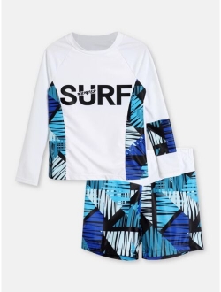 Boys Geo And Letter Graphic Swimsuit