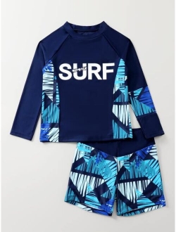 Boys Geo And Letter Graphic Swimsuit