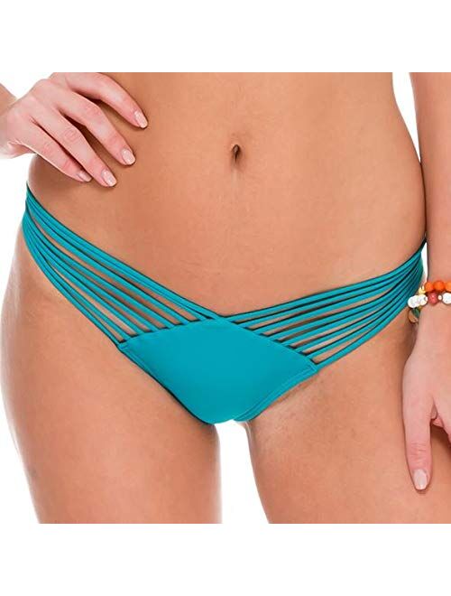 Luli Fama Women's Cosita Buena Strappy Brazilian Ruched Back Bikini Bottom