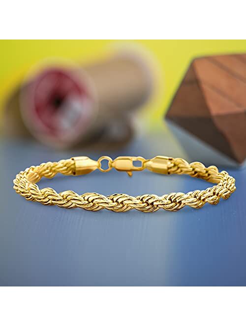 Nautica Mens Bracelet Gold Tone Classic Twist French Rope Chain Bracelet Anklet for Women