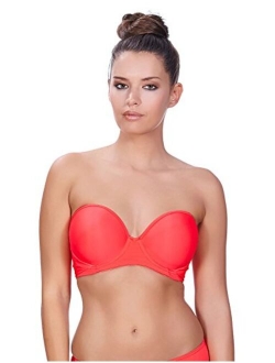 Women's Standard Deco Swim Underwire Molded Multiway Bandeau Bikini Top