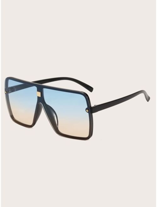 Shein Men Flat Top Shield Fashion Glasses