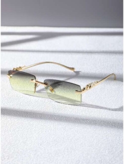 Men Square Rimless Fashion Glasses