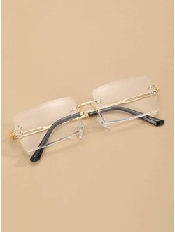 Men Square Rimless Glasses