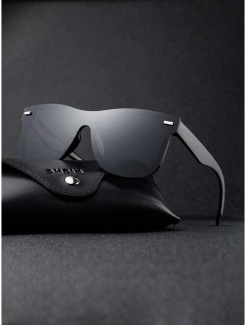 Shein Men Flat Top Shield Fashion Glasses