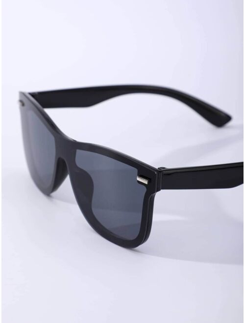 Shein Men Flat Top Shield Fashion Glasses