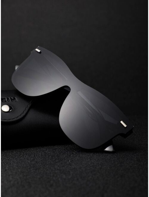 Shein Men Flat Top Shield Fashion Glasses