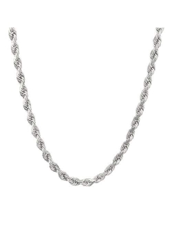 Verona Jewelers Mens Italian 925 Sterling Silver Diamond Cut Rope Chain Necklace, 5MM, 6MM, 7.5MM,8.5MM- Mens Rope Chain, Sterling Silver Rope Chain Necklace For Men, Men